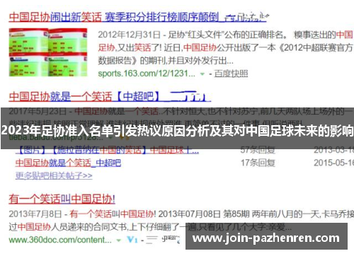 2023年足协准入名单引发热议原因分析及其对中国足球未来的影响 2023年足协准入名单引发热议原因分析及其对中国足球未来的影响